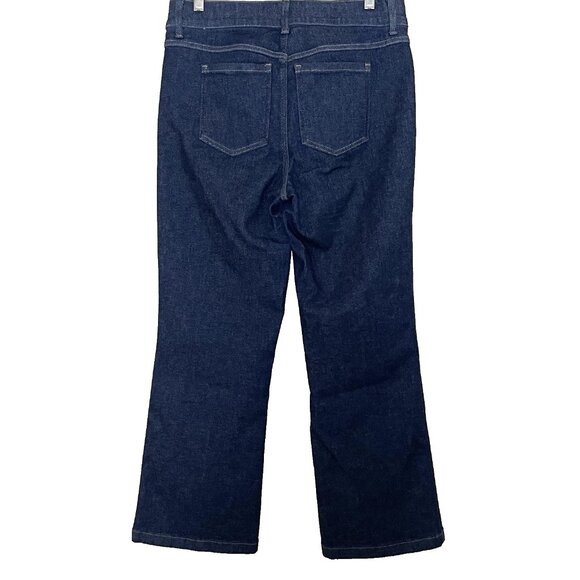 Spanx Cropped Kick Flare Jeans High Rise Large 20699R Stretch Denim Raw Indigo - Picture 3 of 10